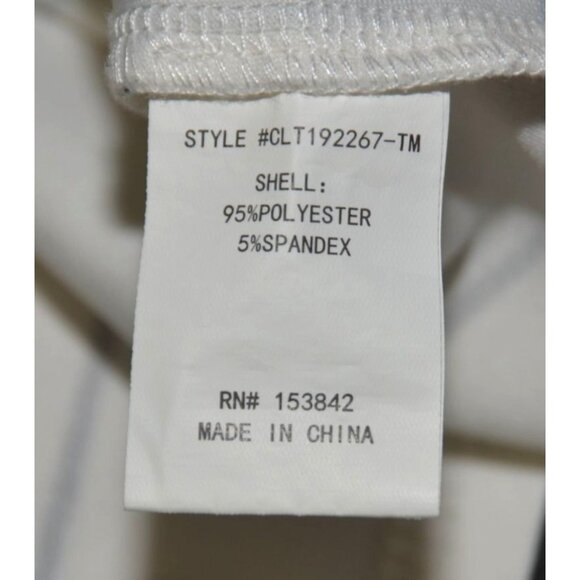 Melloday White 3/4 Sleeve High Neckline Blouse M Grid Window Pane Pattern Career - Picture 9 of 10